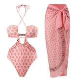Women 2 Pieces Set Swimsuit Bikini Set With Skirt Beachwear Bathing Suit